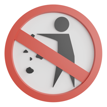 Do not litter sign clipart flat design icon isolated on transparent background, 3D render road sign and traffic sign concept png