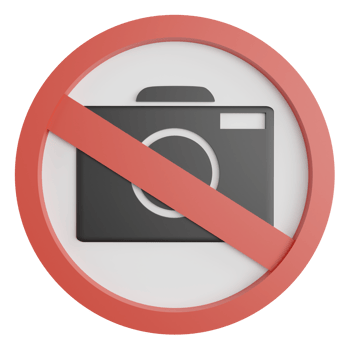 No camera sign clipart flat design icon isolated on transparent background, 3D render road sign and traffic sign concept png
