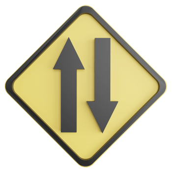 Two way traffic sign clipart flat design icon isolated on transparent background, 3D render road sign and traffic sign concept png