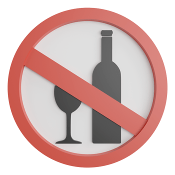 No alcohol sign clipart flat design icon isolated on transparent background, 3D render road sign and traffic sign concept png
