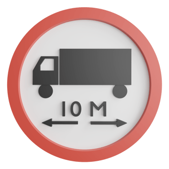 Length limit 10 meters sign clipart flat design icon isolated on transparent background, 3D render road sign and traffic sign concept png