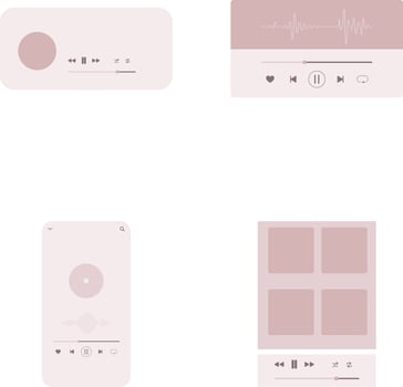 UI Music Player In Flat Design. Isolated On White Background. Vector Illustration Set.