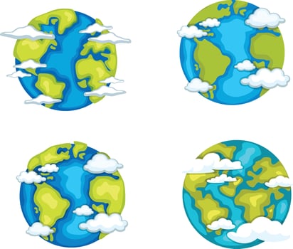 Beautiful of Earth Planet Flat Vector Illustration Collection, Earth Illustration