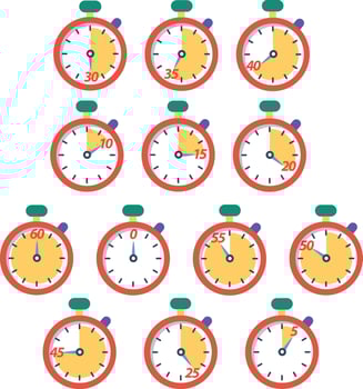 Stopwatch or Timer Clock Reminder Flat Design Collection vector