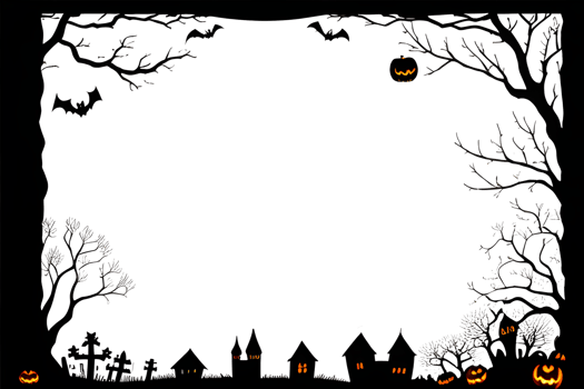 Halloween Border Frame PNG Transparent Background Ai Generative