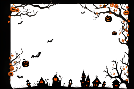 Halloween Border Frame PNG Transparent Background Ai Generative
