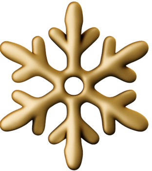 Golden chrome snowflake 3d realistic christmas decoration isolated on transparent background Design element for Christmas Ai generated png
