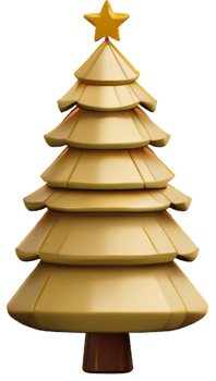 Pine tree for Christmas golden 3D ai generated png