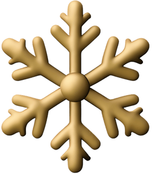 Golden chrome snowflake  3d realistic christmas decoration isolated on transparent background. Design element for Christmas. Ai generated png
