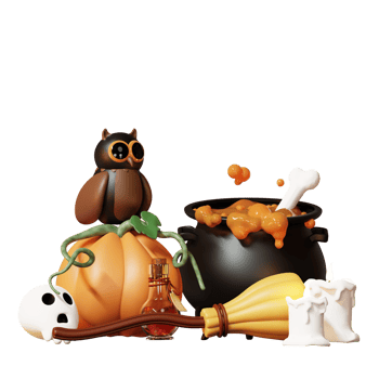 3D Happy Halloween Illustration png