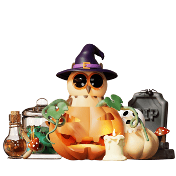 3D Happy Halloween Illustration png
