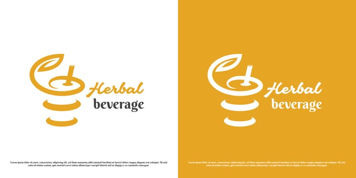 Illustration of a medicinal herbal drink logo design. Shadow silhouette of drink herbal medicine plant nature health fruit nutrition vitamin health clinic pharmacy. Modern minimalist simple flat icon. vector