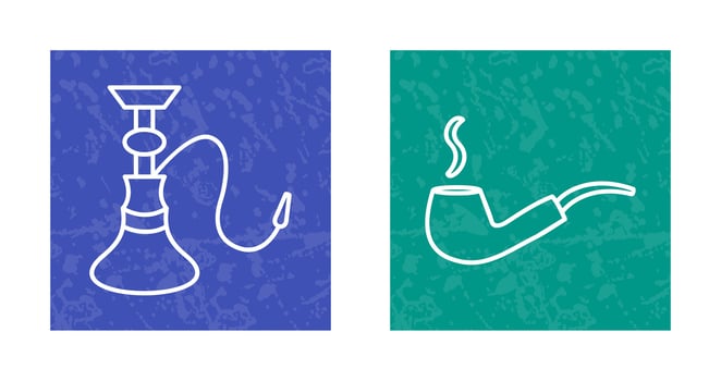 hookah and lit smoking pipe  Icon vector