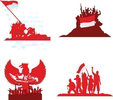 Indonesian Independence Day Elements For Celebration Poster Background. Vector Illustration