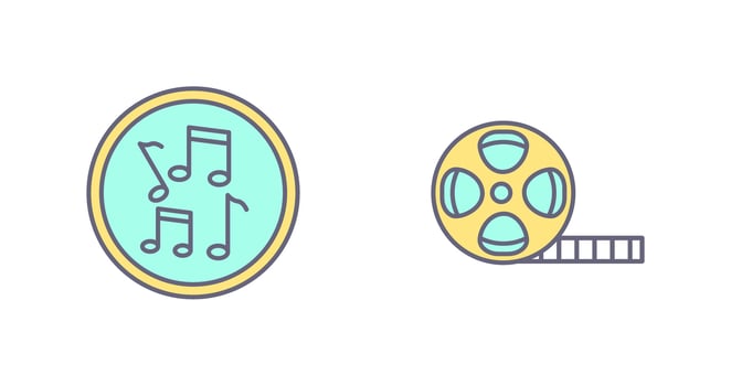 Musical Notes AND Film Reel Icon vector