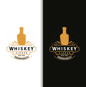 Whiskey Logo, Drink Label Design With Old Retro Vintage Ornament Illustration Premium Template vector