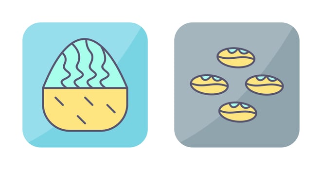 cream muffin and coffee beans  Icon vector