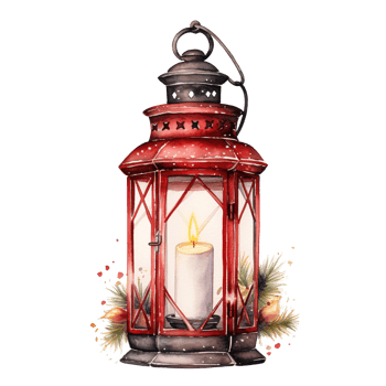 Lantern For Christmas Event. Watercolor Style. AI Generated png