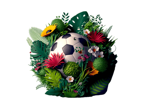 3d illustration ball with big leaves ai generated png
