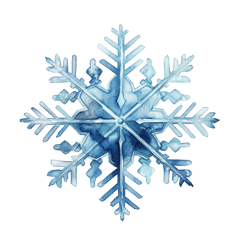 Snowflake For Christmas Event. Watercolor Style. AI Generated png
