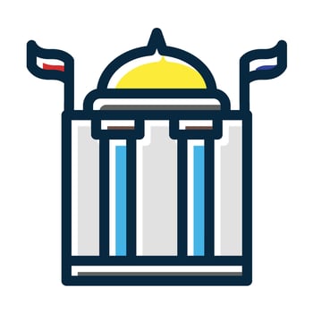 Government Building Vector Thick Line Filled Dark Colors Icons For Personal And Commercial Use.
