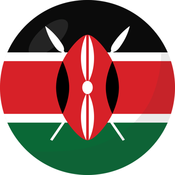 Kenya flag circle 3D cartoon style. png