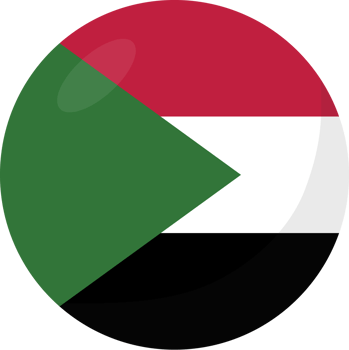Sudan flag circle 3D cartoon style. png