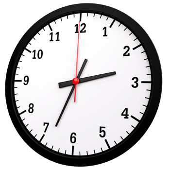 Circle clock with hour and minute hands on the background. Concept of management time png