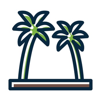 Coconut Tree Vector Thick Line Filled Dark Colors Icons For Personal And Commercial Use.