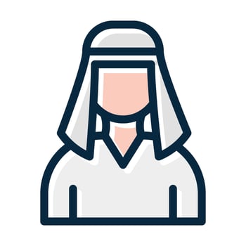 Islamic Man Vector Thick Line Filled Dark Colors Icons For Personal And Commercial Use.