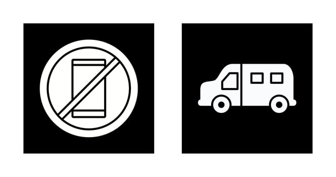 no cell phones and van Icon vector