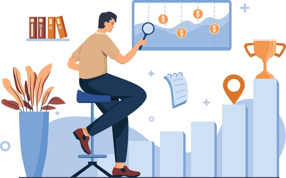 Financial analysis, Flat vector illustration