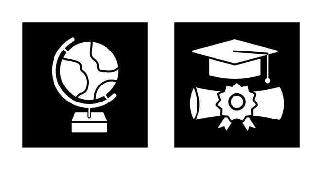 Globe and Graduation Icon vector