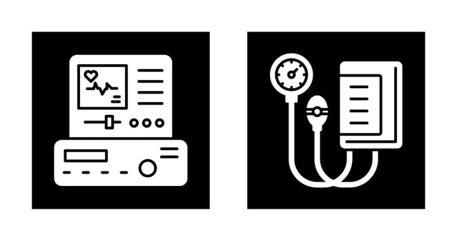 Electrocardiogram and Blood Pressure Gauge Icon vector