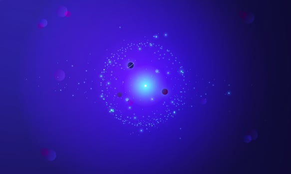 Space background.Blue space background with planets and stars. Galaxy vector banner. Vector illustration