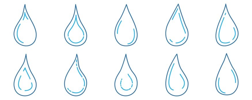 Doodle water drops. Hand drawn sketch illustration of droplets or tears. Vector for print, web, mobile and infographics