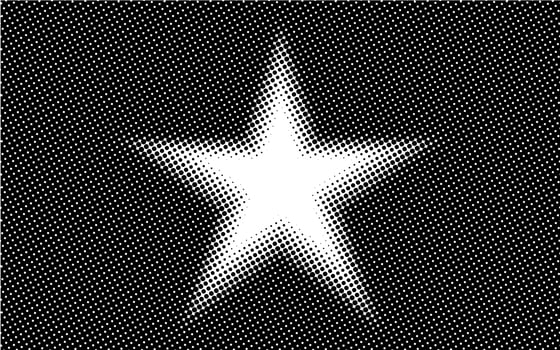 Horizontal star frame halftone gradient grunge overlay background vector
