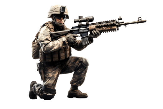 Full equiped soldier with big gun. AI Generative png