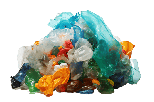 Plastic waste pile for recycling. AI Generative png