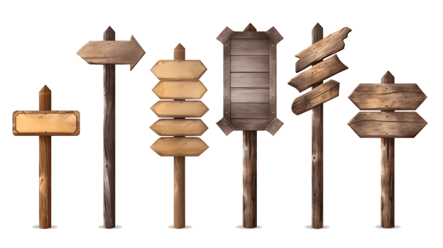 AI Generative set of wooden signs png
