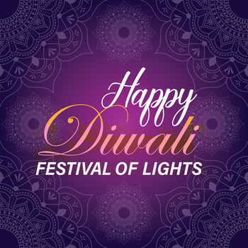 Happy Diwali, festival of lights, Paper Graphic of Indian Rangoli, golden lights, colorful decorative background, Blue magenta background vector