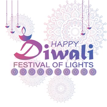 Happy Diwali, festival of lights, Paper Graphic of Indian Rangoli, golden lights, colorful decorative background, Blue magenta background vector