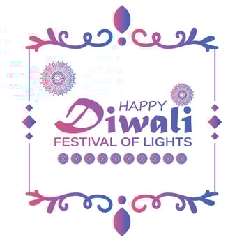 Happy Diwali, festival of lights, Paper Graphic of Indian Rangoli, golden lights, colorful decorative background, Blue magenta background vector