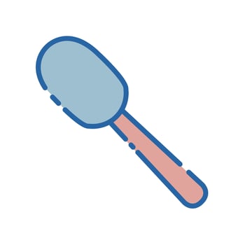 Dark blue slotted spoon body and brown handle vector