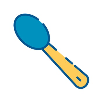 Blue slotted spoon body and yellow handle vector