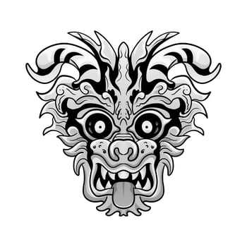 Culture Head statue barong or tiki mask trofical sign from polynesian. Illustration design good for tattoos, poster element or print vector