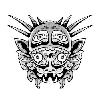 Culture Head statue barong or tiki mask trofical sign from polynesian. Illustration design good for tattoos, poster element or print vector