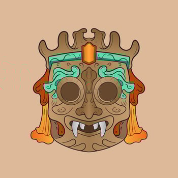 Culture traditional elements smile wooden warrior sculpture tribe design. Illustration design good for tattoos, poster element or print vector