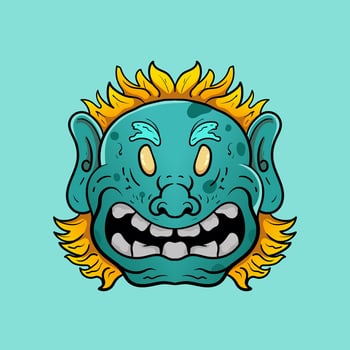 Culture monster elements smile wooden warrior sculpture tribe design. Illustration design good for tattoos, poster element or print vector