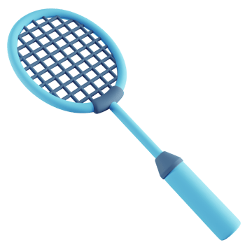 3D Illustration of Blue Badminton Racket png